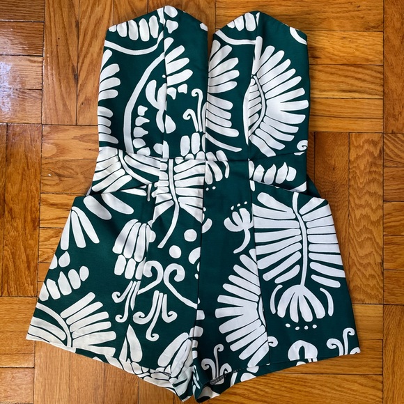 H&M Conscious Green Leaf Strapless Romper Size 6 - Picture 1 of 6